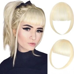 Bangs Hair Clip 100% Human Hair  bleach BLONDE